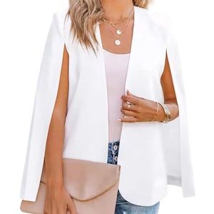 Open Front Cape Blazer | White | S